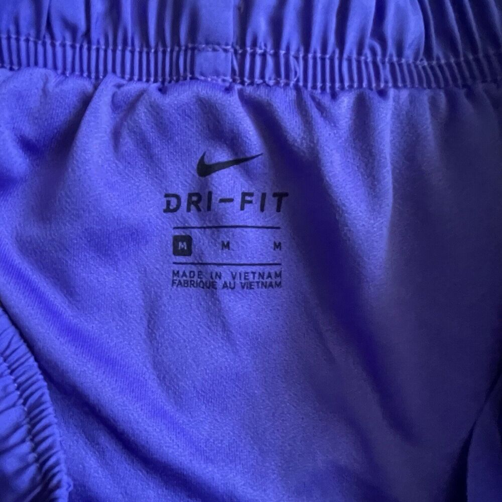 Nike Dri-Fit Womens Running Shorts Medium Standard Fit Blue Purple Lined Print - Picture 3 of 5